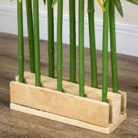 HOMCOM Bambou Artificiel 180 cm, Feuilles Réalistes et Pot en Bois de Pin, Facile à Nettoyer, pour Maison Bureau, Vert(m-7)
