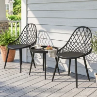 Outsunny 3-Piece Outdoor Bistro Set with 2 Chairs and Round Table for Garden, Balcony, Porch, Black(m-14)