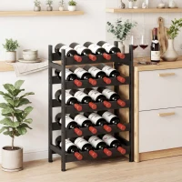 HOMCOM Wine Rack Freestanding Industrial Liquor Cabinet 5-Tier 20 Bottles Bar Stand with Adjustable Feet, Black(m-10)