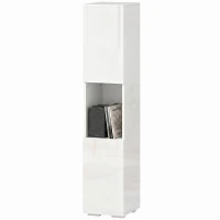 HOMCOM Dulap Multimedia Slim cu 5 Rafturi Reglabile, Alb(m-12)