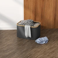 HOMCOM Cesto de la Ropa Sucia Plegable 36 L con Asas para Baño Dormitorio Lavadero 44,3x33,3x26,5 cm Negro(m-10)