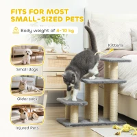 PawHut Pet Steps for Bed, 3 Step Adjustable Pet Stairs for Sofa with 6 Sisal Scratching Posts for Small Dogs & Cats, Grey(m-7)