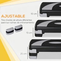 HOMCOM Step de Aeróbic, Step para Fitness Antideslizante con Altura Regulable 3 Niveles de 10/15/20 cm, Tabla Plataforma Stepper para Ejercicio en Casa Gimnasia, Carga 150 kg 80x31x20 cm, Gris(m-4)