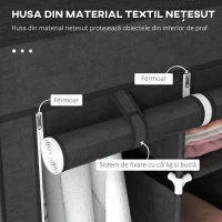 HOMCOM Dulap din Material Textil cu Bază Înălțată, 8 Rafturi și 2 Bare, 125x43x162.5 cm, Gri Închis(m-5)