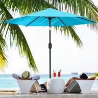 Outsunny 2.6 m Garden Parasol Umbrella with Aluminium Pole, Outdoor Patio Umbrella with Tilt and Crank, Vent, Blue(m-10)