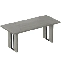 HOMCOM Masă de Dining în Stil Industrial pentru maximum 8 persoane, din lemn și oțel, 180x80x75 cm, gri(m-1)