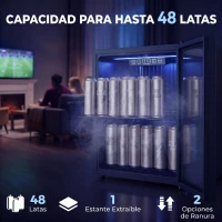 HOMCOM Frigorífico de Bebidas 50 L con Puerta de Vidrio Doble Iluminación LED Estante Ajustable para 48 Latas(m-4)