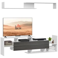 HOMCOM TV Cabinet with Wall Shelf for Wall-Mounted 65" TVs or Standing 40" TVs - White and Grey(m-1)