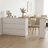 HOMCOM Vanity Table, Dressing Table with 6 Drawers and 3-Tier Shelf for Women and Girls, White(m-9)