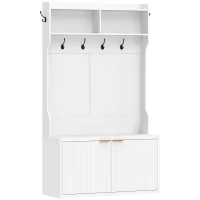 HOMCOM Perchero Zapatero 4 en 1 Perchero Moderno con Estante Abierto para Pasillo Entrada Dormitorio 100x38x172 cm Blanco(m-1)