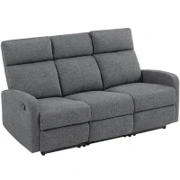 HOMCOM Divano 3 Posti Reclinabile in maniera Indipendente con Rivestimento in Ciniglia Grigia, 179x91x98 cm(m-1)