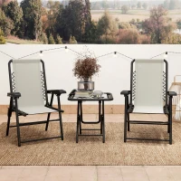 Outsunny Three-Piece Garden Table and Chair Set - Cream White(m-10)