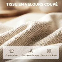 HOMCOM Canapé 2 places en velours, canapé de salon moderne 160 cm, assise large rembourrée, coussin épais à ressorts, beige(m-7)