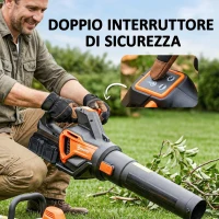 Outsunny Soffiatore a Batteria 20V, Motore Brushless 900W, 3 Livelli Velocità, Turbo Boost, Caricabatterie(m-7)
