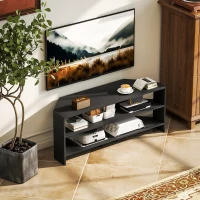 HOMCOM Corner TV Stand with 2 Open Shelves for 47 Inch TV - Black(m-10)