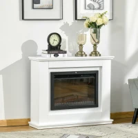 HOMCOM 39" Electric Fireplace Suite with Remote Control, 1kW/2kW Freestanding Fireplace Heater with LED Flame Effect, Overheat Protection, 7-day Programmable Timer(m-7)