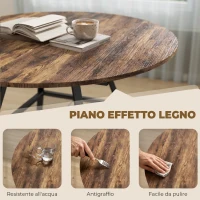 HOMCOM Tavolo da pranzo 4 posti, 100 cm rotondo, cucina industriale, ripiano portaoggetti, marrone rustico.(m-6)
