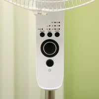 HOMCOM Standventilator Lüfter Fernbedienung Höhenverstellbar 3 Geschwindigkeitsstufen Metall, Weiß, Ø44,5 x H110-124 cm(m-8)