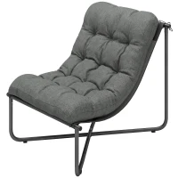Outsunny Lounge Sessel Outdoor Ergonomischer Gartensessel mit hautfreundlich Kissen Breiter Sitz Stahlrahmen Dunkelgrau(m-11)