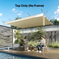 Outsunny Retractable Pergola Cover, 3.5 x 2.6 m Replacement Canopy Fabric for 4 x 3 m Frame, Roof Top Only, Cream White(m-11)