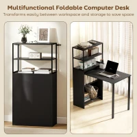 HOMCOM Folding Shelf and Work Table - Black(m-4)