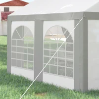 Outsunny 4 x 4m Galvanised Party Tent, Marquee Gazebo with Sides, Four Windows and Double Doors, for Parties, Wedding and Events(m-20)