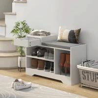 HOMCOM Meuble et banc à chaussures 1 tiroir et 3 compartiments, capacité 5 paires MDF, 76,5L x 30D x 52H cm(m-10)