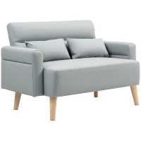 HOMCOM Sofá de 2 Plazas con Tapizado de Cuero Sintético Acolchado Grueso y Patas de Madera para Salón 117x78x78 cm Gris(m-11)