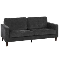 HOMCOM 3 Seater Sofa Button Tufted Upholstered Couch with Wood Legs for Living Room, Dark Grey(m-1)