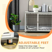 PawHut Indoor Dog Crate Furniture, Side End Table, with Soft Washable Cushion, Lockable Doors, for Small and Medium Dogs(m-8)