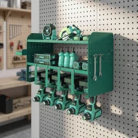 Outsunny Porta Attrezzi, Supporto per 5 Trapani Elettrici con Vassoio Laterale.(m-9)