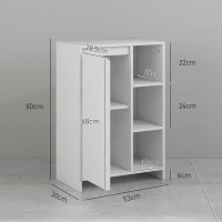 HOMCOM Armario de Baño con Estantes Abiertos Puerta y Estante Ajustable Antivuelco para Salón Dormitorio 53x30x80 cm Blanco(m-3)