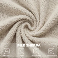 HOMCOM Sedia a Dondolo in Sherpa con Poggiapiedi, Tasche Laterali, Seduta Spessa e Design Trapuntato, Crema(m-6)