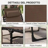 Outsunny Tumbona Plegable con Respaldo Ajustable Reposacabezas Acolchado y Estructura de Acero para Exterior 189x58x30 cm Marrón(m-5)