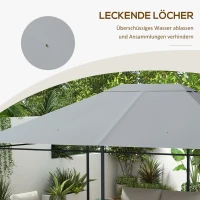 Outsunny Ersatzdach Pavillon Pavillon-Baldachin, wetterbeständig, 397 x 297 cm, Hellgrau(m-7)
