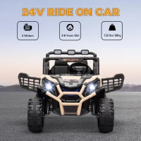 AIYAPLAY 24V 2 Seater Kids Electric Car with Remote Control, Suspension System,  Slow Start, 3 Speeds, for 3-8 Years, Khaki(m-4)
