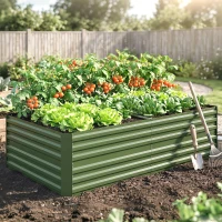 Outsunny Pflanzenkübel, Handliches Blumenbeet zum Anpflanzen, Hegen und Pflegen, Hochbeet, Stahl, Grün(m-9)