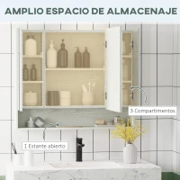kleankin Armario de Baño con Espejo 3 Puertas Estante Ajustable y Compartimento 90x15x75 cm Blanco(m-4)