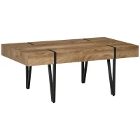 HOMCOM Table Basse rectangulaire Style Industriel piètement épingle métal Noir Plateau Aspect Ancien bastaing, 105 x 60 x 42 cm, Bois(m-12)