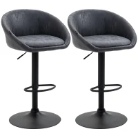 HOMCOM 2er-Set Barhocker, höhenverstellbar, 360-Grad-Schwenk-Design, 57 cm x 50 cm x 84-104cm, Grau(m-11)