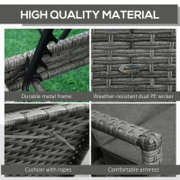 Outsunny Patio Rattan Sun Lounger, Dual Wicker Weave Outdoor Single Reclining Chair Furniture, 5-Level Adjustable Backrest w/ Removeable & Washable Cushion, Mixed Grey(m-6)