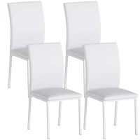 HOMCOM Lot de 4 chaises de salle à manger, chaises de cuisine, capitonnage rhombique et pieds en métal, 41x50x91cm, blanc(m-1)