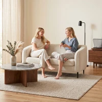 HOMCOM Canapé 2 places en velours, canapé de salon moderne 160 cm, assise large rembourrée, coussin épais à ressorts, beige(m-10)