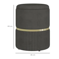 HOMCOM Pouf Contenitore 120 kg max per Soggiorno, Ingresso e Camera, in Poliestere, 36x36x44 cm, Grigio(m-3)