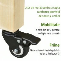 Outsunny Pat de grădină înălțat din lemn cu roți și raft inferior, 118x55x83cm, lemn natural(m-5)