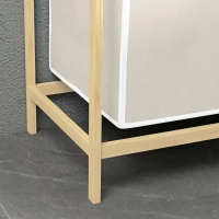 HOMCOM Panier à linge en bambou 2 paniers amovibles et coulissants en non-tissé 63,5 x 33 x 73 cm crème(m-9)