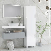 HOMCOM Colonna Bagno Moderna con 2 Armadietti e Ripiani Regolabili, 40x30x167.5 cm, Bianco(m-10)