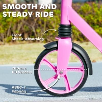AIYAPLAY Foldable Kids Scooter with Adjustable Handlebar, 200mm Big Wheel, Rear Fender Brake, for Ages 6-12 Years, Pink(m-5)