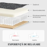 HOMCOM Canapea extensibilă, 3 locuri, cu funcționare independentă și tapițerie din chenille gri, 179x91x98 cm(m-6)