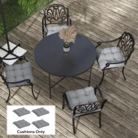 Outsunny Conjunto de Cojines para Sillas de Comedor y Jardín Impermeable y Anti-UV con 2 Cordones de Fijación 48x48x10 cm Gris(m-10)